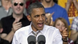 Predsednik Obama govori na jednom skupu svojih pristalica u subotu, u Ajovi