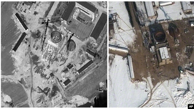 Satellite images of nuclear complex in Yongbyon, North Korea, Sept. 20, 2011 and Feb. 3, 2012. (DigitalGlobe)