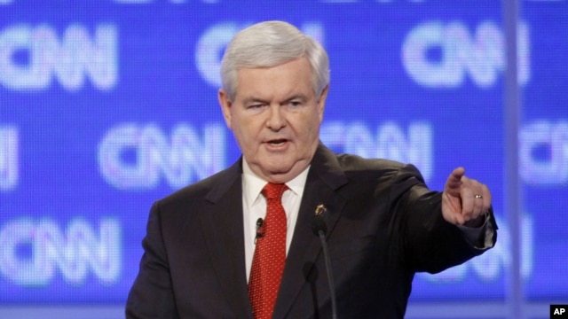 Republican presidential candidate former House Speaker Newt Gingrich participates in the Republican presidential candidate debate in Charleston, S.C. Jan. 19, 2012.