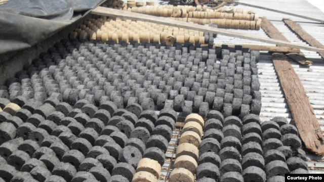 A batch of biomass briquettes on display in Tanzania (courtesy: Legacy Foundation)