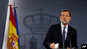 Thủ tướng Tây Ban Nha Mariano Rajoy phát biểu tại Madrid, ngày 27/10/2015.