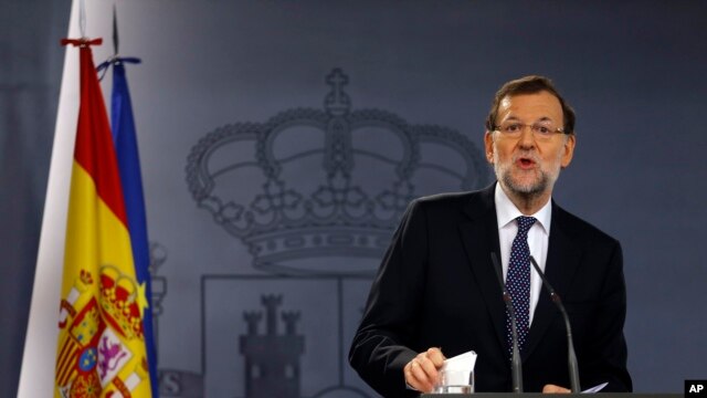 Thủ tướng Tây Ban Nha Mariano Rajoy phát biểu tại Madrid, ngày 27/10/2015.