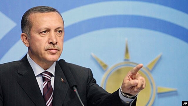 Turkey's Prime Minister Recep Tayyip Erdogan speaks at the headquarters of his Justice and Development Party in Ankara (file photo)