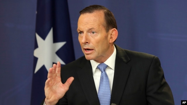 Thủ tướng Australia Tony Abbott gán cho Nga nhãn hiệu một “kẻ bắt nạt” về các hành động của họ ở Ukraine, và so sánh các phần tử cực đoan Nhà nước Hồi giáo ở Syria và Iraq là một “tà giáo tử thần.”