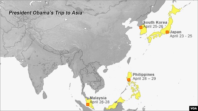 Các quốc gia Tổng thống Obama sẽ đến thăm trong chuyến công du châu Á