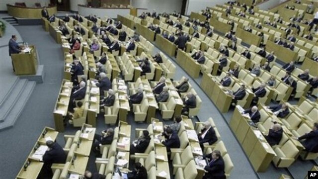General view of Russian lower parliament chamber session in Moscow, Russia, 24 Dec 2010.