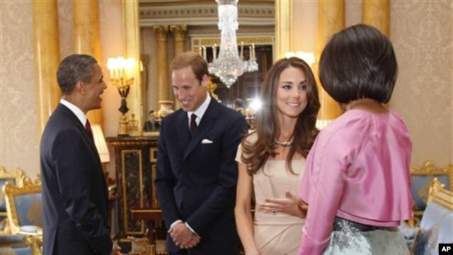 Rais wa Marekani Barack Obama na mkewe Michelle Obama wakiwa na Prince William na mkewe Kate