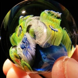A tiny world, created by Josh Simpson, is priced at $125 with a stand.