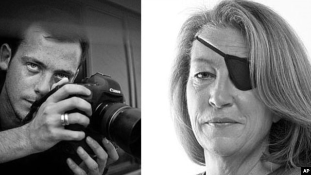 Undated  photo of French photographer Remi Ochlik who died Wednesday Feb. 22, 2012  in Homs, Syria and American journalist Marie Colvin working for a British newspaper, who were killed Wednesday by Syrian government shelling of the opposition stronghold o