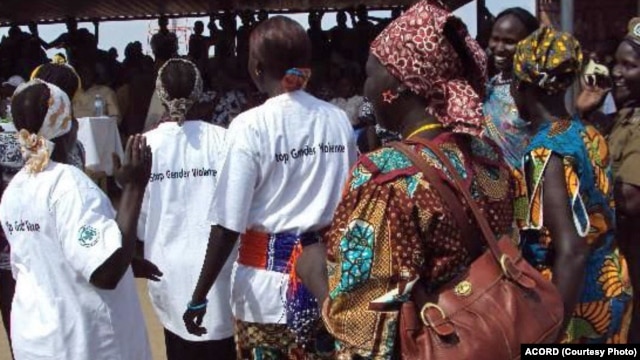 South Sudanese women take part in a 2010 event in Jonglei state organized by the ACORD NGO to raise awareness of gender-based violence. (Courtesy/ACORD)