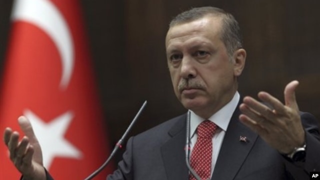 Turkish Prime Minister Recep Tayyip Erdogan addressing lawmakers at parliament, Ankara, June 26, 2012.
