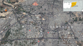 Map of Damascus neighborhood violence, Rawda Square
