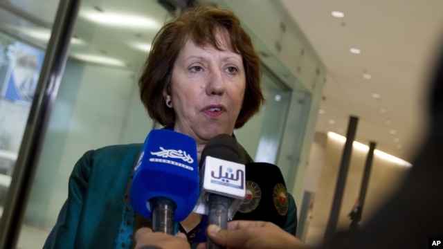 European Union High Representative Catherine Ashton at meeting of EU Foreign Ministers, Luxembourg, Oct. 15, 2012.