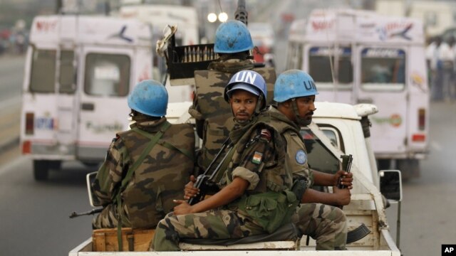 United Nations soldiers from Niger conduct a patrol through the streets of Abidjan, Ivory Coast (2011 file photo).