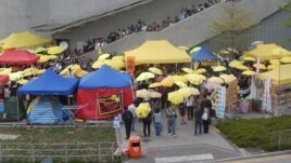 多个团体政总外纪念雨伞运动半周年（参与网图片）