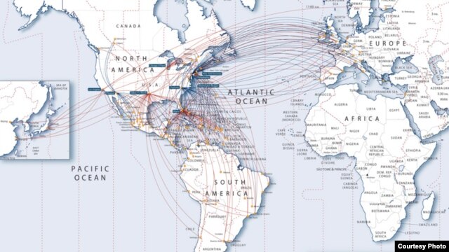 US Airways / American Airlines Combined International Route Map (US Airways)