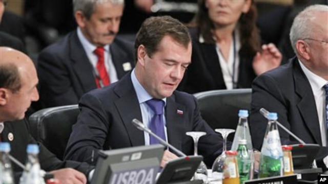 Russian President Dmitry Medvedev at the NATO Russia Council Meeting in Lisbon, Portugal, 20 November 2010