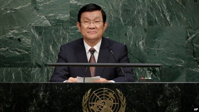 Chủ tịch Việt Nam Trương Tấn Sang phát biểu trước Đại hội đồng Liên Hiệp Quốc hôm 25/9.