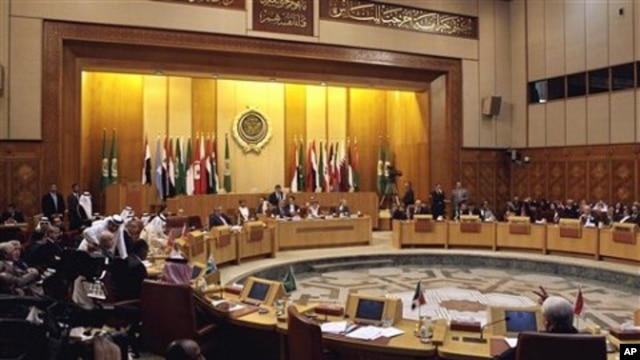 General view showing the Arab League's emergency meeting in Cairo, Egypt, where foreign ministers discussed the possibility of imposing a no-fly zone over Libya to protect the civilian population from the Gadhafi regime's fighter jets, March 12, 2011