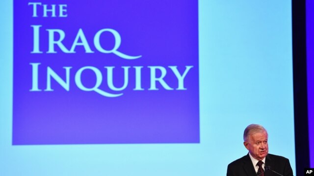 Sir John Chilcot presents the Iraq Inquiry Report at the Queen Elizabeth II Centre in London, July 6, 2016. 