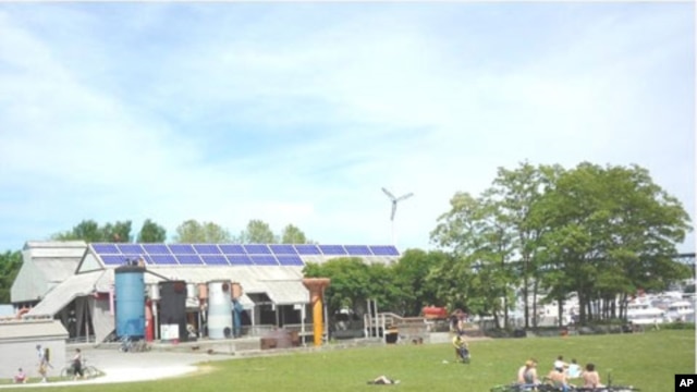 Proposed solar installation and wind turbine at Gas Works Park in Seattle.
