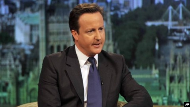 Britain's Prime Minister, David Cameron, speaks on the BBC's Andrew Marr Show, in London May 1, 2011