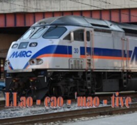 A locomotive at Baltimore's Penn Station