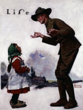 "Polley Voos Fransay? (Soldier Speaking to Little French Girl)," 1917, from George Lucas' collection