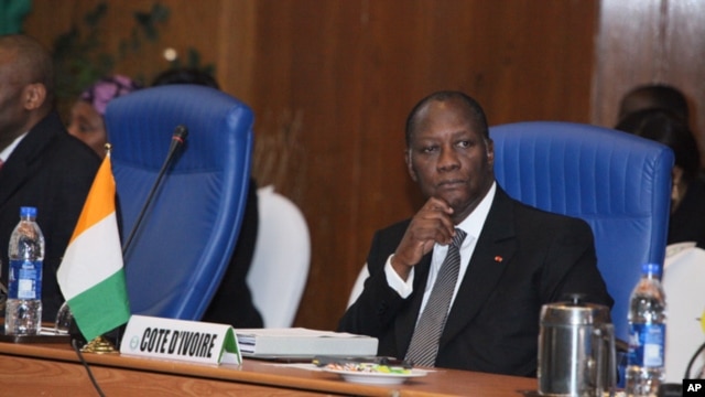 Ivory Coast President Alassane Ouattara, is also chairman of the authority of the Economic Community of  West African States. (file photo).