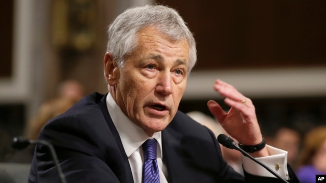 FILE - Secretary of Defense nominee Chuck Hagel testifies before the Senate Armed Services Committee during his confirmation hearing on Capitol Hill in Washington, Jan. 31, 2013.