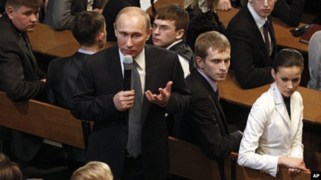 Russian Prime Minister Vladimir Putin speaks at a meeting with election monitors in Moscow, February. 1, 2012.