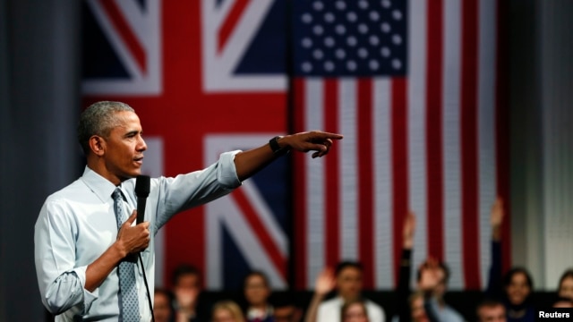 Tổng thống Barrack Obama tham gia vào một cuộc tranh luận ở Lindley Hall, London, Anh, hôm 23/4.