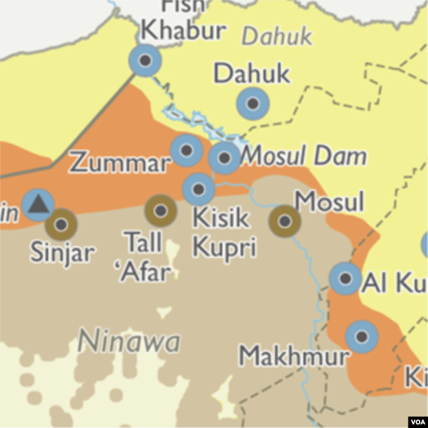 Map detail: Mosul area
