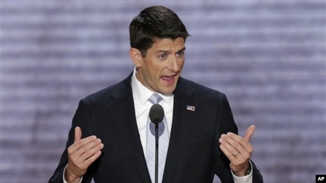 Republican vice presidential nominee, Rep. Paul Ryan addresses the Republican National Convention Aug. 29, 2012