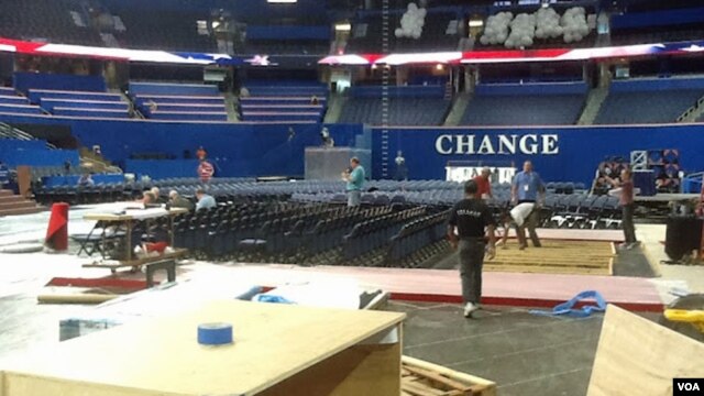 "CHANGE" - One of themes of the Republican National Convention, and balloons already in place for Thursday night's celebration.
