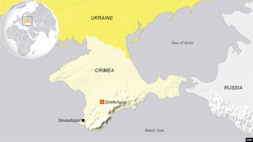 Bản đồ khu vực Crimea, Ukraine.