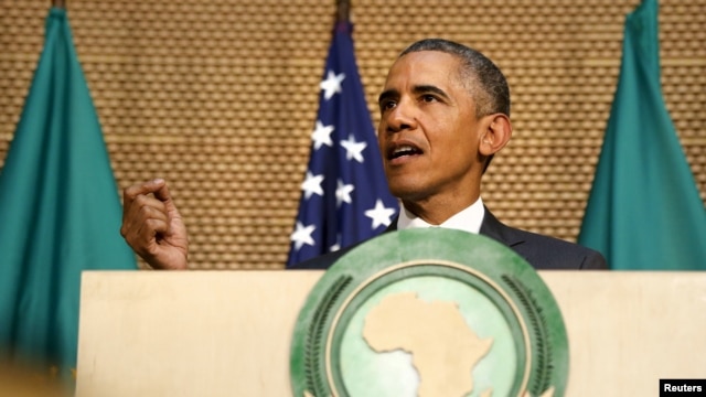 Tổng thống Obama đọc diễn văn tại trụ sở Liên hiệp Châu Phi ở Addis Ababa, Ethiopia, ngày 28/7/2015.