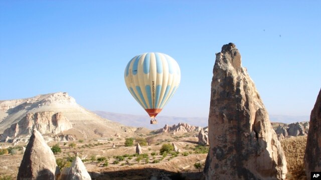 A hot air balloon over Goreme, Turkey