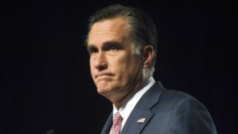U.S. Republican presidential hopeful Mitt Romney addressing 113th VFW convention on eve of foreign tour, Nevada, July 24, 2012.