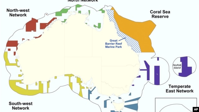 This graphic released by Department of Sustainability, Environment, Water, Population and Communities shows the proposed Commonwealth marine reserves areas around Australia.