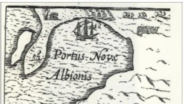 This is Drake’s own map, with words in Latin, of the cove where he landed. He even named it “New Albion” in honor of his country, far away. (National Park Service)