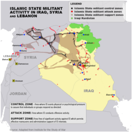 Islamic State militant areas of control, updated May 18, 2015