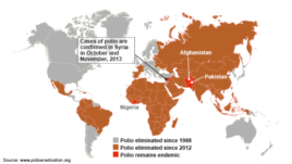 This map shows new cases of polio in Syria.