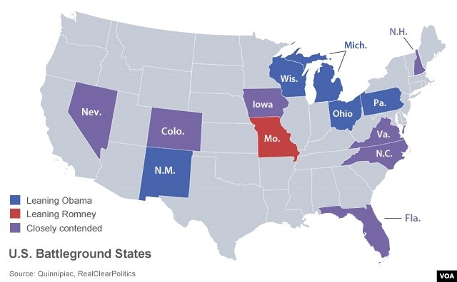 Obama, Romney Campaign In Key Battleground States