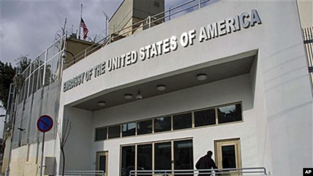 The US embassy building is seen in Damascus, Syria, January 12, 2012.
