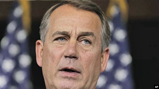 US House of Representatives Speaker John Boehner of Ohio speaks with reporters on Capitol Hill in Washington, DC, June 23, 2011