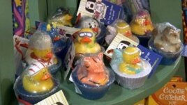 SoapPrizes handmade soaps on display at Dancing Bear Toys and Gifts in Frederick, Maryland. (VOA/A. Greenbaum)