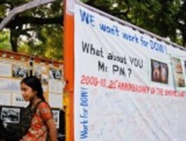 Anti-Dow Chemical petition signed by Delhi college students.