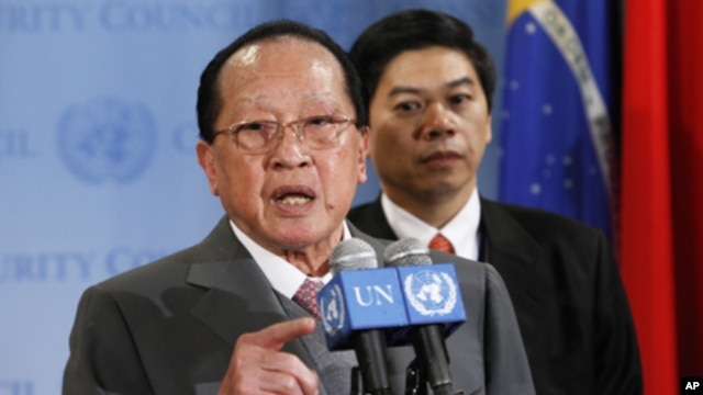 Mr. Hor Namhong, Deputy Prime Minister and Minister of Foreign Affairs and International Cooperation of Cambodia at the United Nation conference, file photo. 