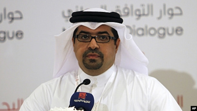 Isa Abdul Rahman, spokesperson for Bahrain's National Dialogue Committee, speaks during a news conference held after the inauguration of the national dialogue in Manama, July 2, 2011